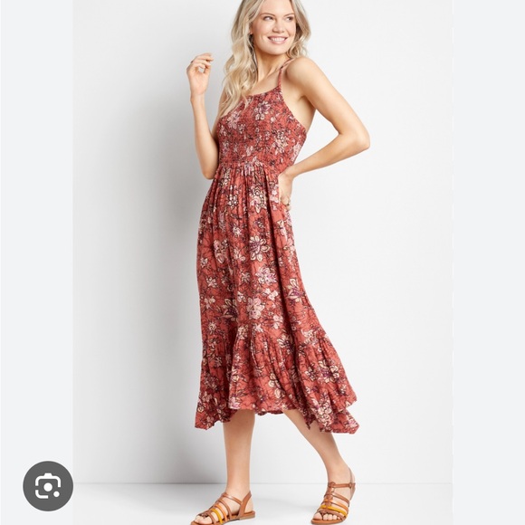Maurices Dresses & Skirts - Maurice’s Pink Floral Smocked Top Midi Dress